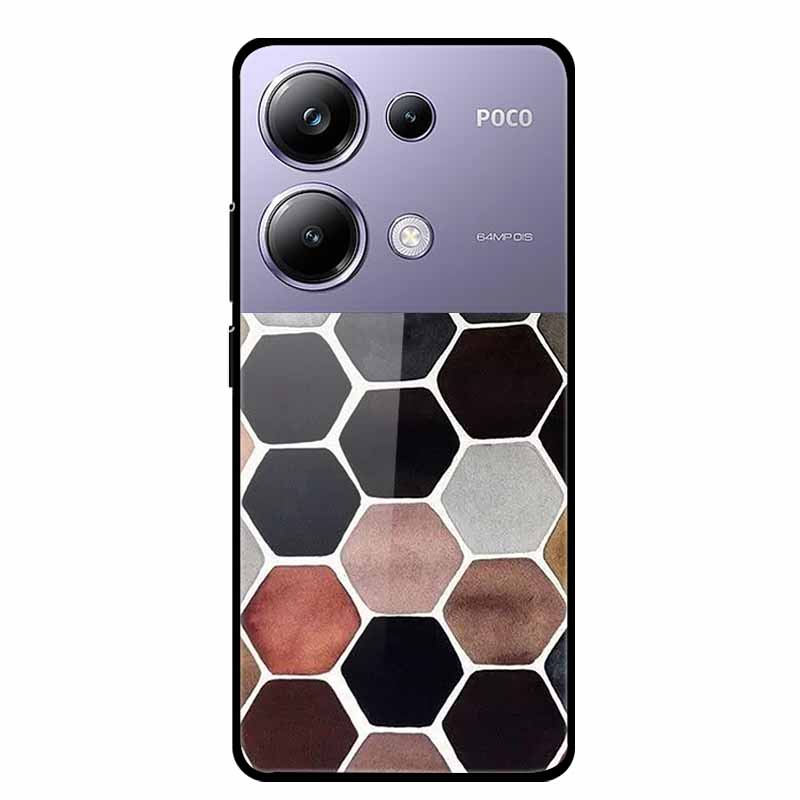 Чехол-накладка для Poco M6 Pro СтеклоЗакаленное Стекло Чехол Жесткая Задняя Панель Защита для Xiaomi Poco P oco M 6 Pro 6.67" Цветные Чехлы для Телефона