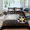 Movie Theater Duvet Cover Set Cinema Ticket Bedding Set Filmstrip Comforter Cover Bedroom Decor Bedspread Cover Full Size 2/3pcs
