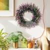 Artificial Spring Wreath PurpleFlower Wreath Eucalyptuses Flower Wreath for Front Door Wall Wedding Party Home