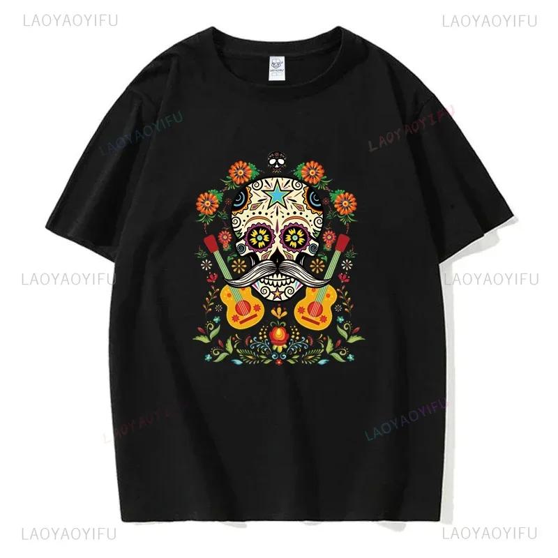 Мексиканский День мёртвых ''DÍA DE LOS MUERTOS'' Футболка с принтом Мужская графическая футболка Повседневные удобные футболки на лето Женская одежда