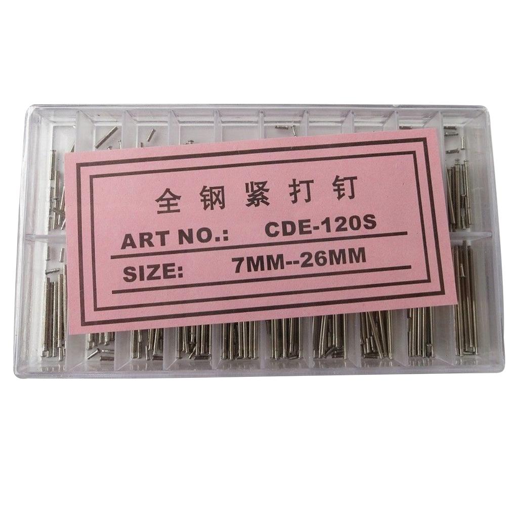 180pcs 7mm-26mm Stainless Steel Watch Spring Bar Watch Strap Pins 1.2mm Diameter Watch Band Link Pin Repair Tools Accessories