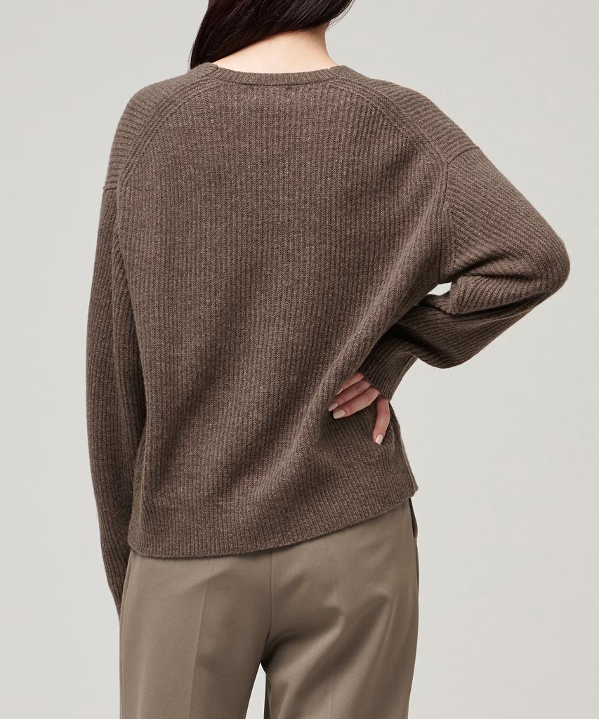 MUSINSA STANDARD WOMAN Women'S Lambswool Ribbed V-Neck Knit [Heather Brown]