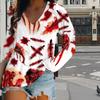 Scar Print Women Tshirts Ladies Tops Long Sleeve V-neck Pullover Femme T-shirts T Shirt For Women