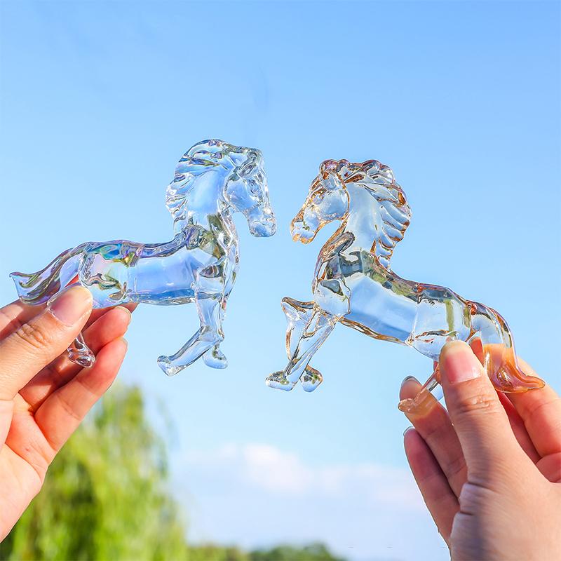 2026 Zodiac Horse Statue Feng Shui Collection Crystal Light Luxury Horse Sun Catcher Ornament Home Desktop Decoration