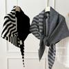 Colorblock Striped Simple Knitted Large Triangle Shawl for Women Versatile Spring and Autumn Neck Protector  Warm Neck Scarf Outer Wear