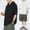 Мужская летняя однотонная легкая футболка с капюшоном и коротким рукавом: Свободный топ, спортивный, с охлаждающим эффектом