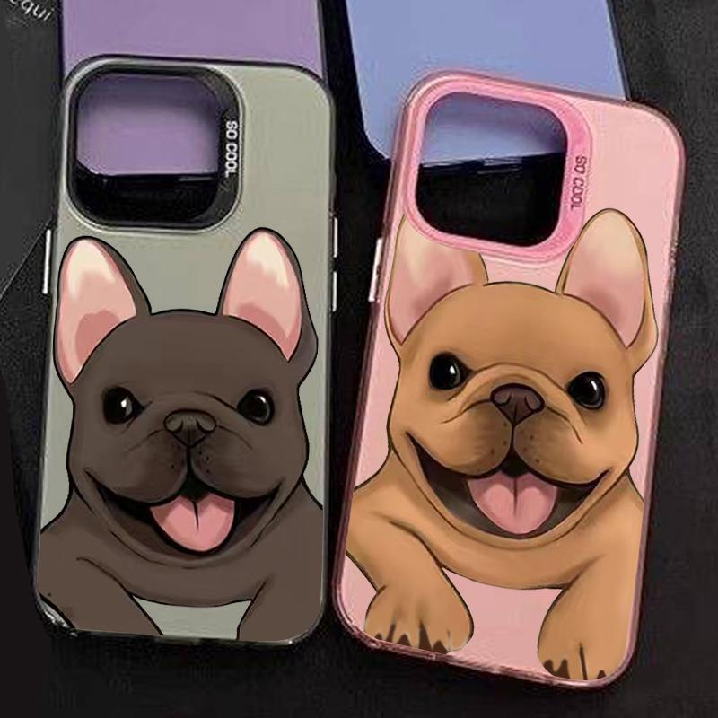 Милый Чехол Для Телефона Пара Французских Бульдогов Для IPhone 17E 16E Air 17 16 Pro Max 14 13 12 11 15 Plus Защитные Чехлы с Животными Funda