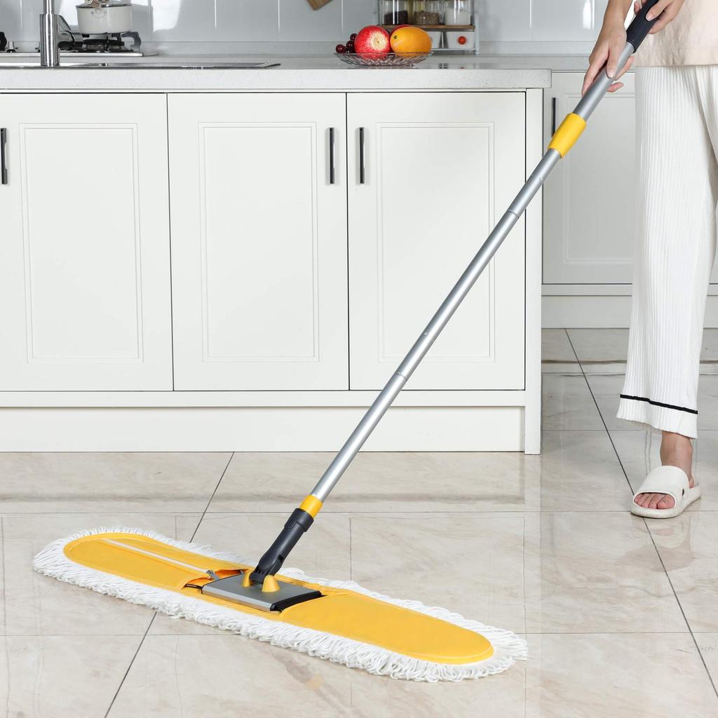 Cleanhome Commercial 90cm for Wet and Dry Dust and a Wide Range of Flooring and Gym Includes Two Replacement Microfiber Extends from 117cm To 143cm