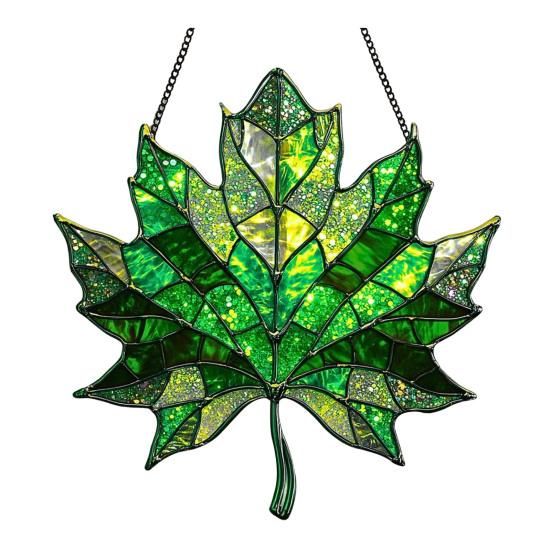 Maple Leaf Fall Ornament Window Hanging Autumn Leaf Suncatcher Stained Glass Wall Art for Thanksgiving Autumn Indoor Outdoor Home Decor