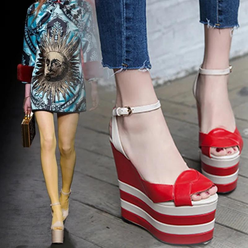 2024 Новые сексуальные туфли на высоком каблуке с рыбьим ртом, женские модные туфли на толстой подошве, босоножки на танкетке для вечеринок и клуба, на платформе, на высоком каблуке