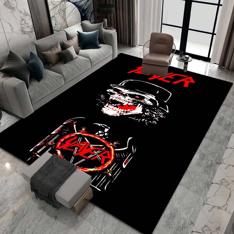 Slayer heavy metal band-themed decorative rug for living rooms, bedrooms, sofa areas, and entryways; doubles as a non-slip play mat for children.