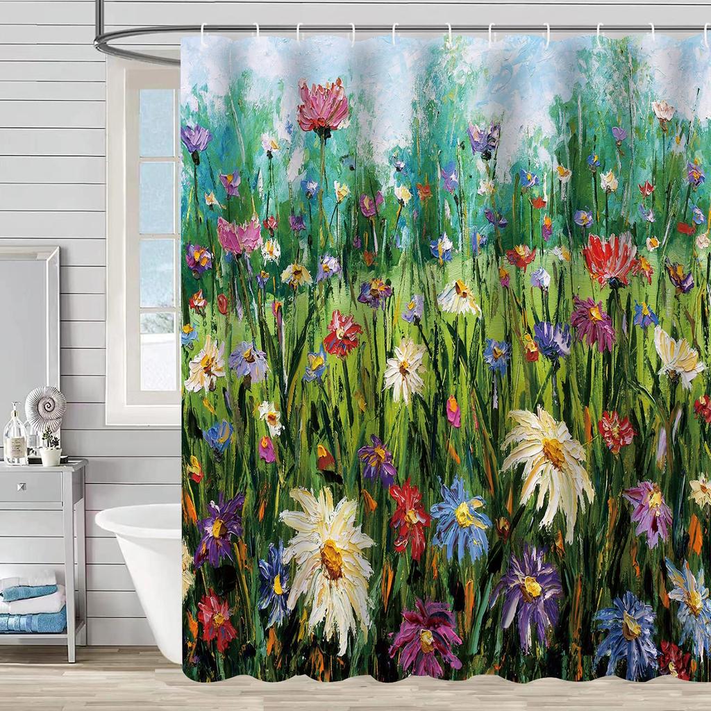 Водонепроницаемая и устойчивая к плесени душевая штора с 3D цифровой печатью, с принтом растений и камней, перегородка для душа и ванной