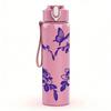 1PC Purple Floral Wreath Heart 750ml Color Plastic Sports Water Bottle Leakproof Flip Straw Lid Suitable for Sports Office Home Use
