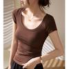 Pure Cotton T-shirt Women's Short-sleeved Summer Wear New Sexy Pure Desire Slimming Right Shoulder Top Tight Bottoming Shirt