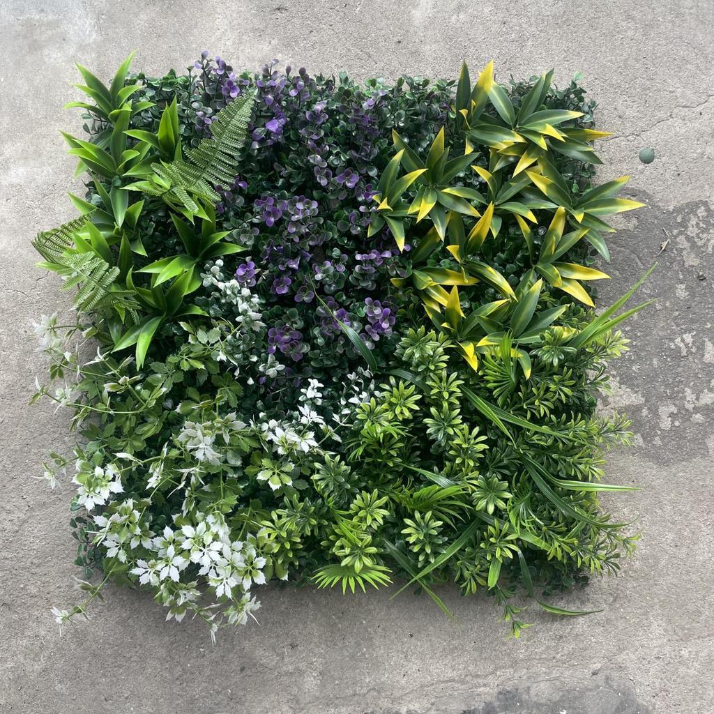 50×50cm Artificial Green Plant Wall - Plastic Vertical Garden, Fake Flower Wall, Synthetic Turf Background