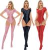 1 шт. Нейлоновое боди с высоким вырезом, бикини, женский цельный купальник-стринг, блестящий купальник, леотард