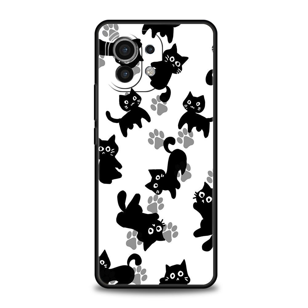 Забавный чехол для телефона с черным котом для Xiaomi Mi 17 15T 15 14 14T 13T 12T Pro 12 13 Lite 5G 11T Poco X6 X7 X5 Pro Мягкий чехол