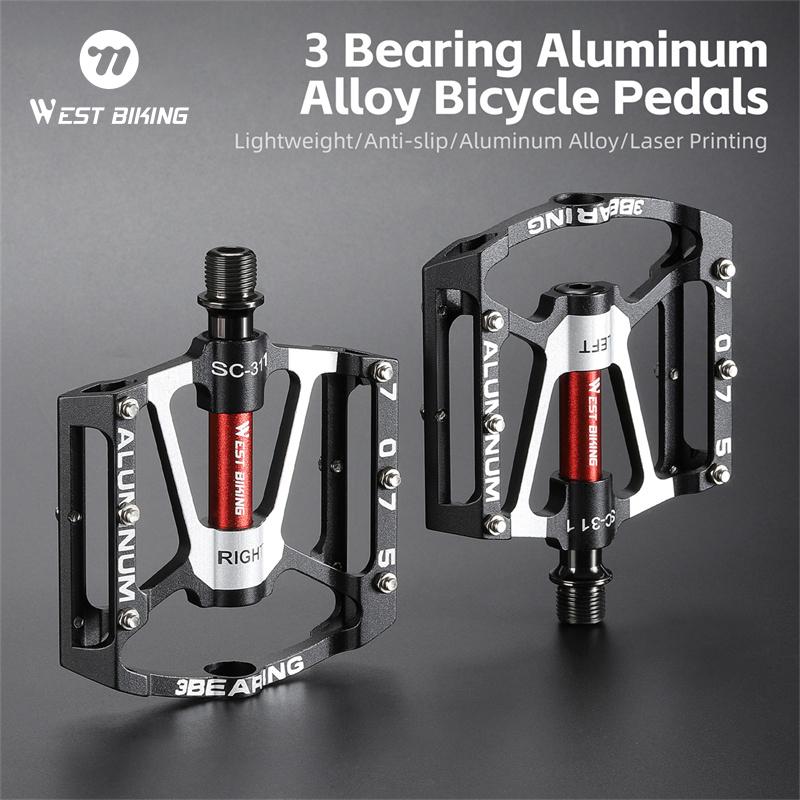 WEST BIKING 3 Подшипника Велосипедная Педаль CNC Алюминиевый Сплав Противоскользящая MTB Дорожный Велосипед Педаль Расширенные Педали Профессиональные Велосипедные Аксессуары