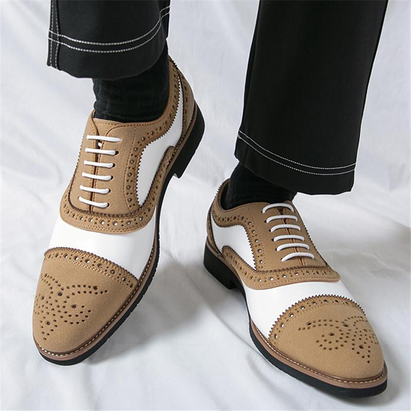 Британский Джентльмен Новые Формальные Туфли Brogues Для Мужчин Дизайн Смешанного Цвета Шнуровка Оксфорды Обувь Для Вечеринки Свадьбы Homecoming