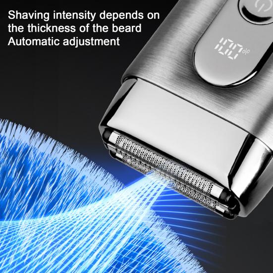 Мини-электробритва со светодиодным дисплеем, USB-перезаряжаемая, водонепроницаемая, с 3 головками, портативная дорожная бритва для мужчин, триммер для бороды, инструмент для удаления волос