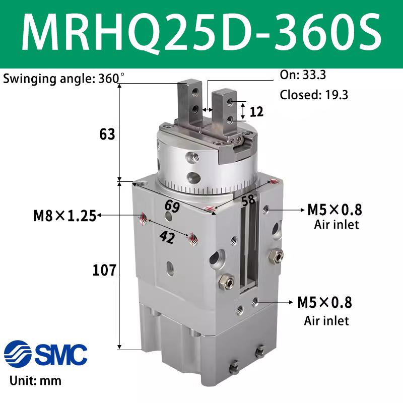 SMC swing gripper rotating clamping finger cylinder MRHQ10D/16D/20D/25D-90S-180S-N