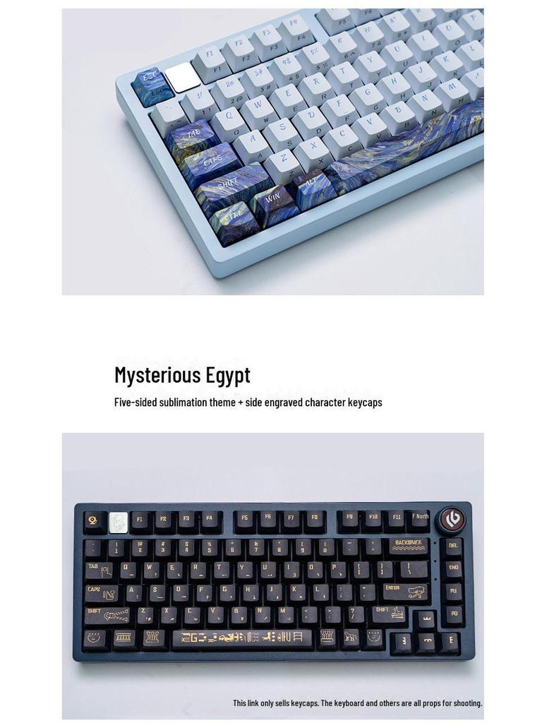 Гравированные колпачки для ключей LEOBOG: Оригинальная высота, пятисторонний сублимационный материал PBT, персонализированные колпачки для клавиатуры, полный малый набор.