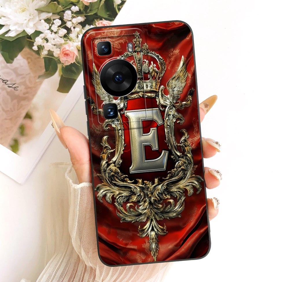 Чехол для Huawei P60 LNA-LX9 Чехол для Huawei P60 Pro MNA-AL00 Роскошный силиконовый чехол с 2D рисунком букв от A до Z