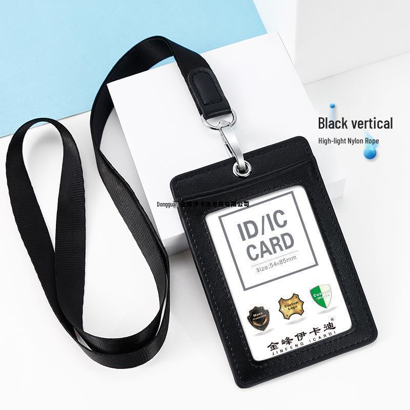 Настоящая кожаная трехслотовая ID-визитница на шнурке - Идеально подходит для рабочих, школьных и транспортных карт