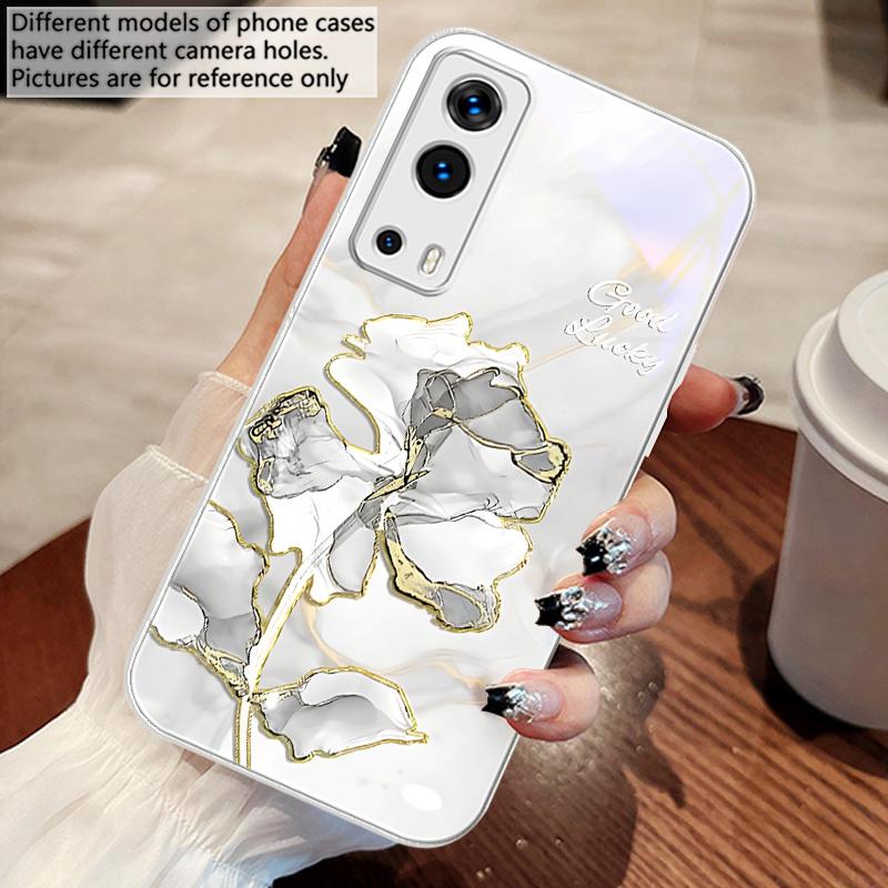 Чехол для телефона из закаленного стекла с текстурой розового мрамора для Vivo Y76 16 55 V29 Lite 5G 25 23 30 iQOO Z9X 12 Pro Neo X200 100 90 60