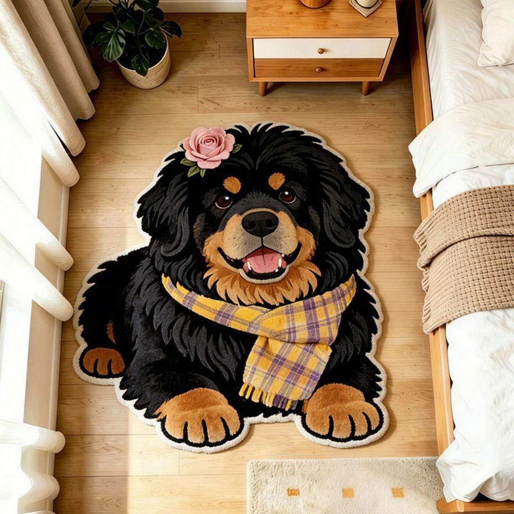 2D Home Decor Carpet Non-Slip Cartoon Carpet Soft Dog-Shaped Area Rug Living Rooms