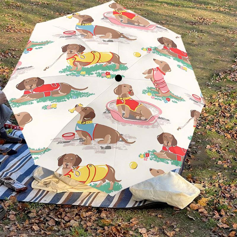 1PC Dachshund, Petwear Umbrella-8-Rib Reinforced Portable Folding Travel Suitable for All Seasons Outdoor Daily Use-G348