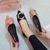 Spring and Summer New Women's Shoes Flat Bottom Pointed Casual Single Shoes Round Buckle Women's Foot Loafers Work Women's Shoes