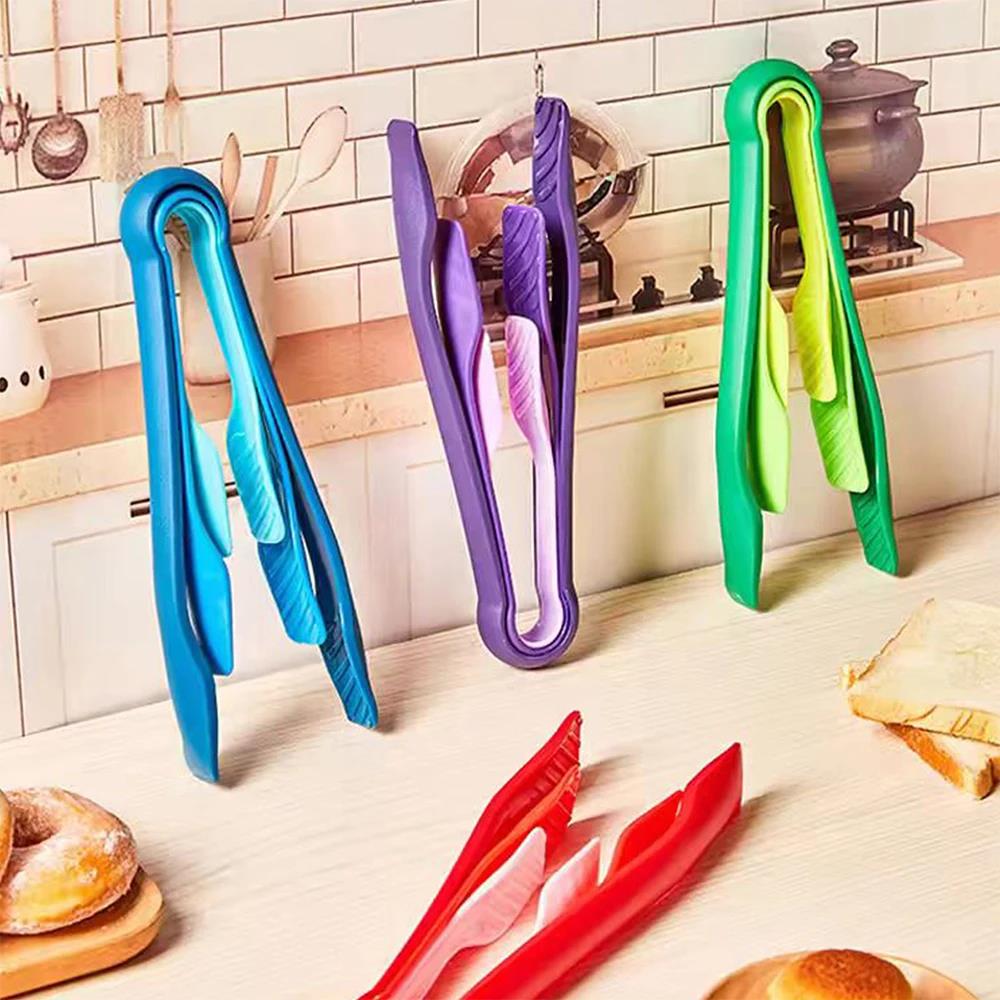 3Pcs/Set Reusable Food Bread Clip Kitchen Food Tongs Plastic Salad Bacon Steak Clamp Ice Tongs Baking Tools Gadget 2