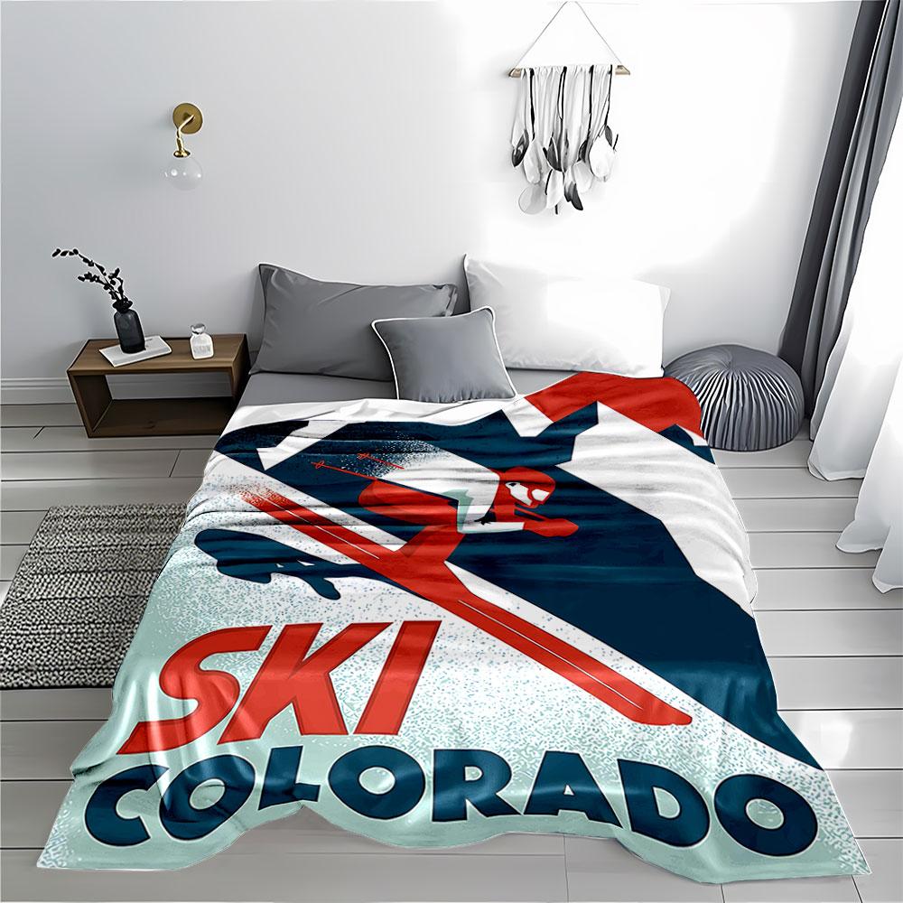 Colorado Skiing Blanket Art for all seasons blanket lunch break throw gift