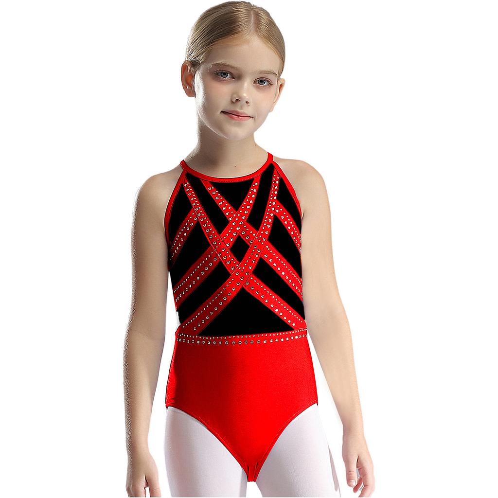 Дети Девочки Блестящие Стразы Гимнастика Спортивная Активная Одежда Фигурное Катание Балет Танцы Танцевальная Одежда Спортивные Тренировочные Боди