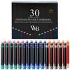 Wordsworth Black Fountain Pen Ink Refills 30 Color Assorted Ink Cartridge Set International Standard Sizes Length APPR Base Diameter APPR Disposable