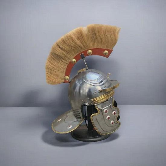 Roman Centurion Helmet Engraved Steel Gallic Roman Design Historical Armor Gift for Him Unique Collectible