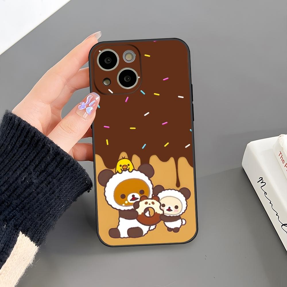 Милый чехол-медвежонок Рилаккума для iPhone 16 Plus 15 14 Pro Max 13 Mini 11 12 Xr X Xs 6 7 8 SE Plus Задняя крышка