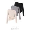 Kaslead New Arrival Women's Clothing Fashion Style Stylish Simple and Versatile Casual Knitting Oblique Shoulder Tops