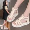 Girls Sandals Summer 2025 New Medium and Older Children's Soft-soled Open-toed Princess Shoes Little Girls Children's Casual Roman Shoes