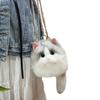 HIGHAWK Lifelike Plush Cat Fluffy Shoulder Bag for Gift for Cat Soothing Ornament Size Realistic, Bag, Women, Lovers, (Gray, Small)