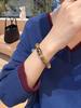 8mm Agarwood Pill Bead Bracelet with Black Gold Dzi Accent