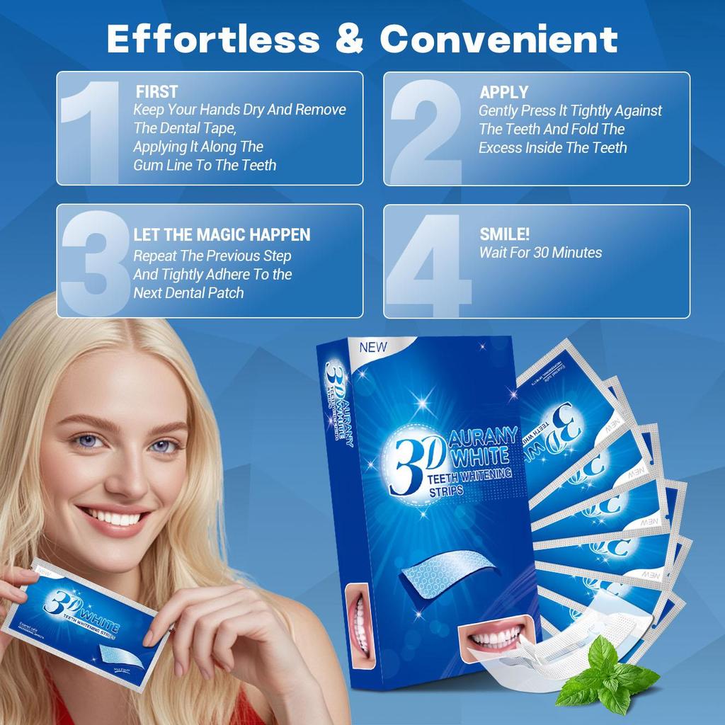 3D Whitening Strips For Sensitive Teeth, Enamel Safe& Gentle Formula, Reduces Sensitivity While Whitening,Hydrogen Peroxide Composition-7/14/21Pairs