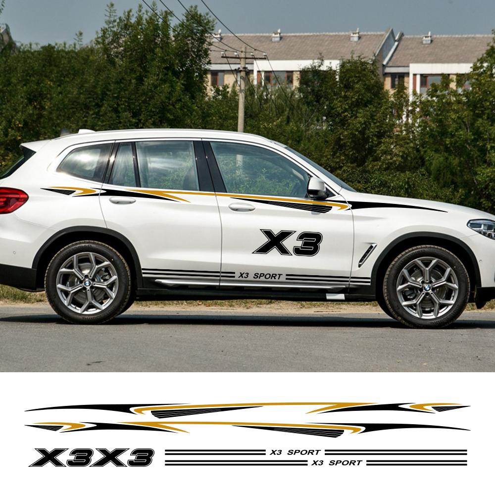 6 шт., боковые наклейки из ПВХ на дверь автомобиля для BMW X3 E83 F25 G01, тюнинг, автоаксессуары, украшения в полоску, виниловая пленка, наклейки на тело