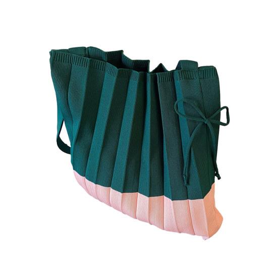 Сумка-тоут с завязками на шнурке в стиле ретро, складная вязаная сумка-тоут с цветными блоками