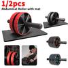 Abdominal Exercise Roller Core Strengthening TrainerDouble-Wheeled Muscle Strengthening Trainer Low Noise Long Grip for Fitness