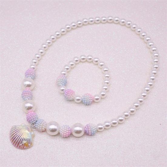 1 комплект, ожерелье из искусственного жемчуга, комплект браслетов, очаровательные бусины в виде ракушки, русалки, ювелирные изделия, красивые детские ожерелья в виде ракушек