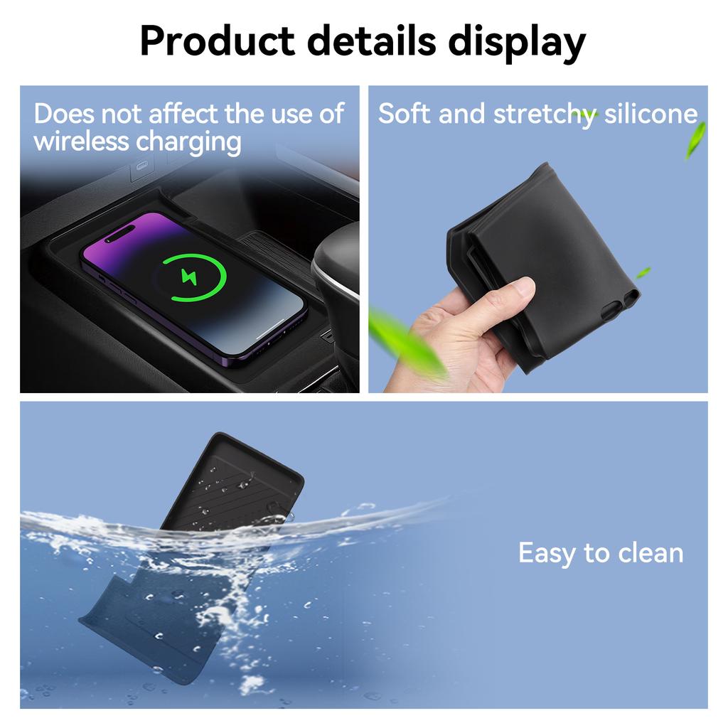 Для Toyota Camry XV80 2025 Коврик для беспроводной зарядки телефона Противоскользящая защитная накладка Аксессуары для интерьера автомобиля Черный