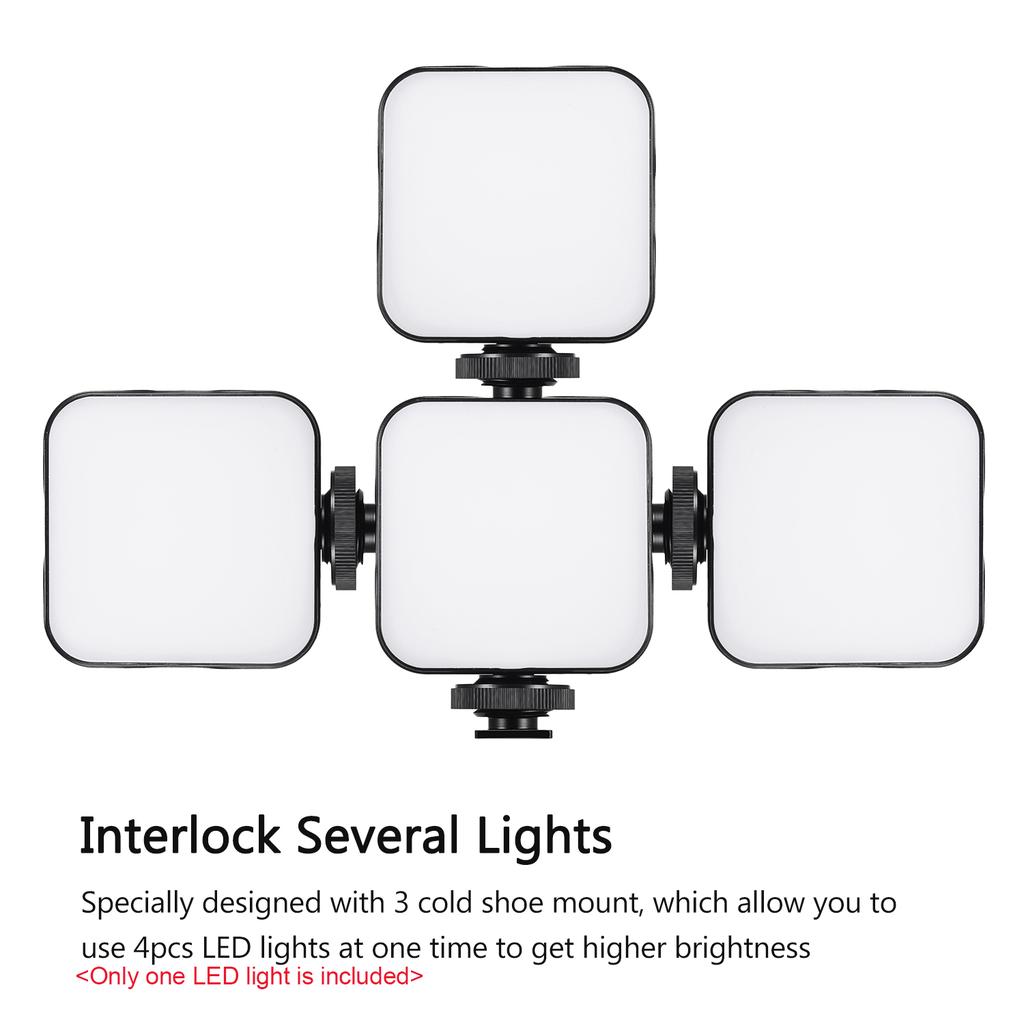 Мини-светодиодный светильник для видеосъемки, заполняющая лампа 6500K с регулируемой яркостью, 5 Вт, с адаптером для крепления на холодный башмак