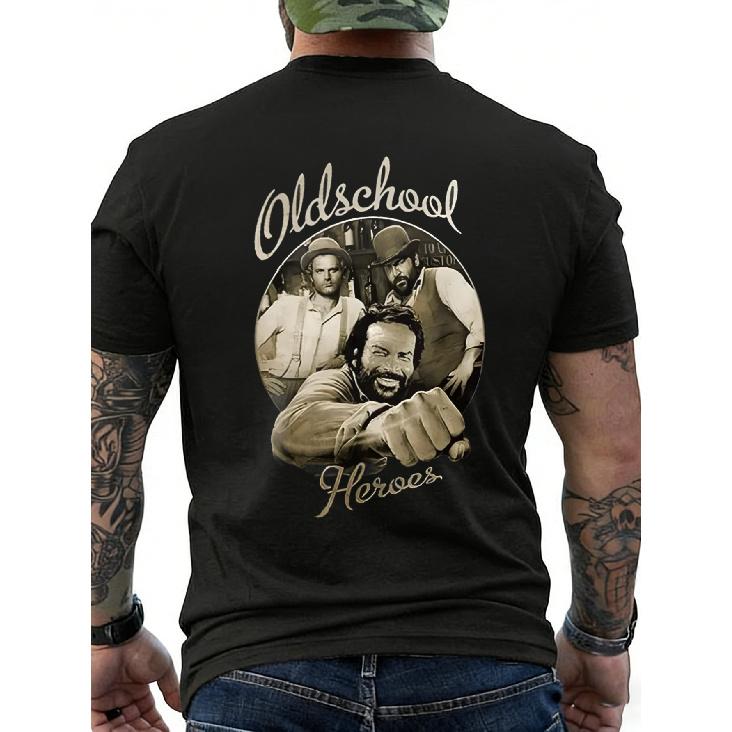 Black T Shirt Oldschool Heroes Vintage Movie Stars Graphic Print Casual Wear for Men, Plus Size